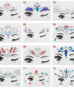 The American Store Adhesive Face Stickers Jewelry Gems Temporary Tattoo Face Jewelry Festival Party Body Gems Rhinestone Flash Tattoos Body Make Up