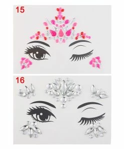 The American Store Adhesive Face Stickers Jewelry Gems Temporary Tattoo Face Jewelry Festival Party Body Gems Rhinestone Flash Tattoos Body Make Up
