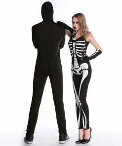 The American Store Couple Halloween Costume Adult Vampire Queen Cosplay Halloween Girl Men Costume Couple Lover Skull Dress Jumpsuits Vampire Nanja Girl Boy Clothes Sets