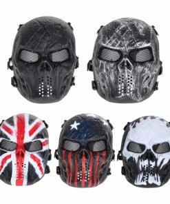 Shenzhen Moonlight Houseware Co., Ltd. Store Airsoft Paintball Party Mask Skull Full Face Mask Army Games Outdoor Metal Mesh Eye Shield Costume For Halloween Party Supplies
