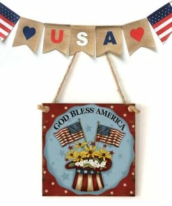 Onlineamericanstore American 4th Of July Independence Day Wooden Plaque Sign God Bless America