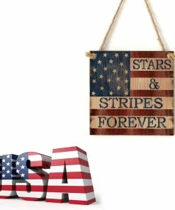 Onlineamericanstore American 4th Of July Independence Day Wooden Plaque Sign God Bless America