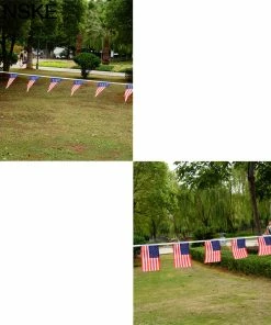 Onlineamericanstore American Flag String America USA Bunting Banner 2 Set And 20 Pcs Per Set Polyester Wedding Party Home 4th Of July Decor 25JUNE.3