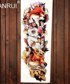 The American Store Army Warrior Soldier Black Temporary Tattoo Stickers For Men Full Body Art Arm Sleeve Tattoo 48*17CM Large Waterproof Tatoo Girl Halloween Temporary Tekashi69 Tattoos