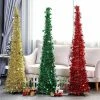 GOLDCISTERN Store Artificial Tinsel Pop Up Christmas Tree With Stand Gorgeous Collapsible Artificial Christmas Tree For Christmas Decorations