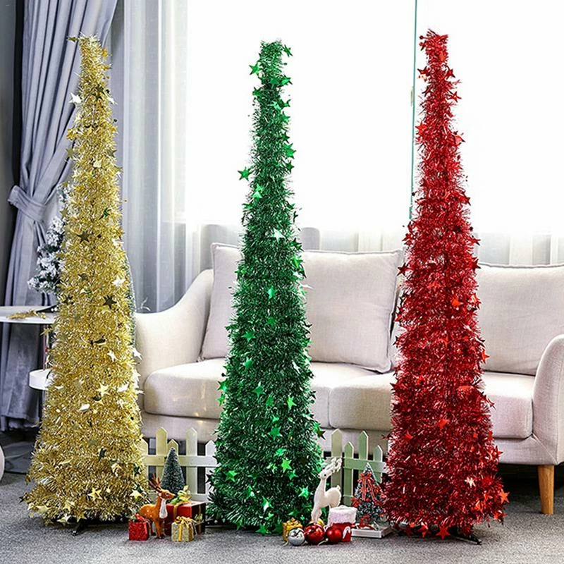 GOLDCISTERN Store Artificial Tinsel Pop Up Christmas Tree With Stand Gorgeous Collapsible Artificial Christmas Tree For Christmas Decorations 3 GOLDCISTERN Store Artificial Tinsel Pop Up Christmas Tree With Stand Gorgeous Collapsible Artificial Christmas Tree For Christmas Decorations