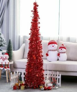 GOLDCISTERN Store Artificial Tinsel Pop Up Christmas Tree With Stand Gorgeous Collapsible Artificial Christmas Tree For Christmas Decorations