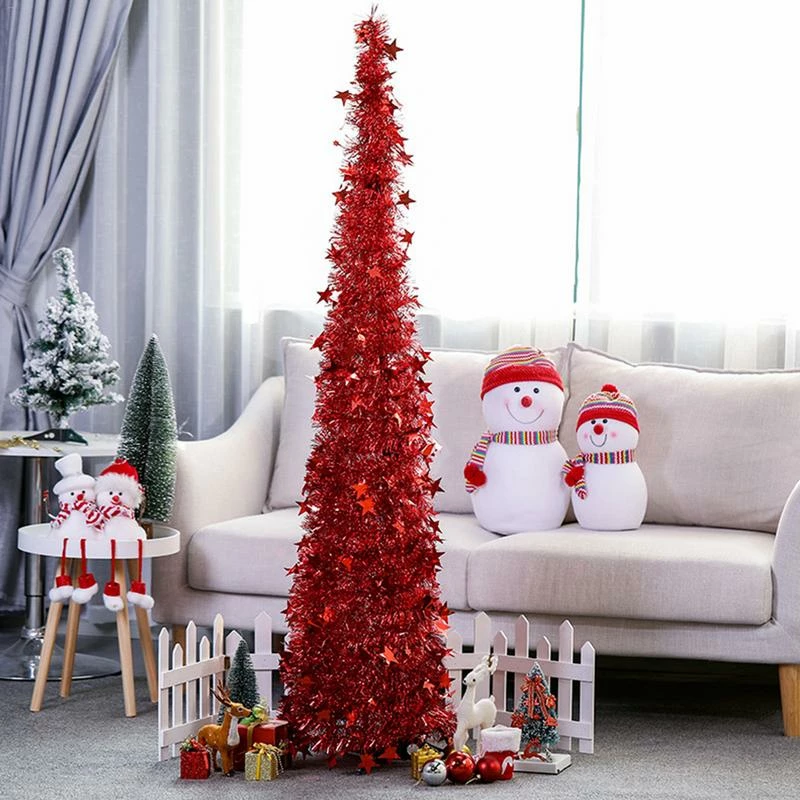 GOLDCISTERN Store Artificial Tinsel Pop Up Christmas Tree With Stand Gorgeous Collapsible Artificial Christmas Tree For Christmas Decorations 4 GOLDCISTERN Store Artificial Tinsel Pop Up Christmas Tree With Stand Gorgeous Collapsible Artificial Christmas Tree For Christmas Decorations