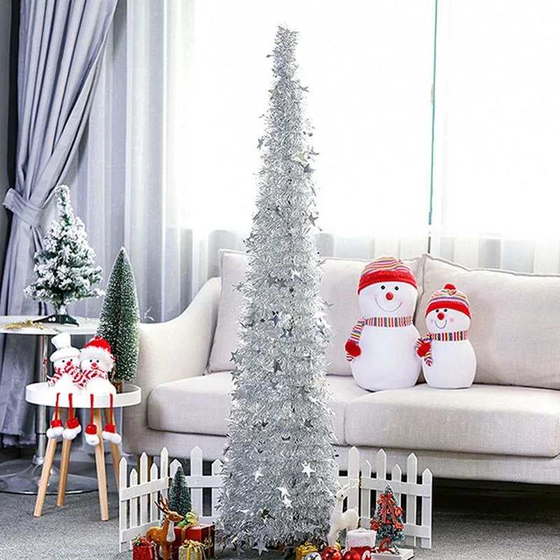 GOLDCISTERN Store Artificial Tinsel Pop Up Christmas Tree With Stand Gorgeous Collapsible Artificial Christmas Tree For Christmas Decorations 5 GOLDCISTERN Store Artificial Tinsel Pop Up Christmas Tree With Stand Gorgeous Collapsible Artificial Christmas Tree For Christmas Decorations