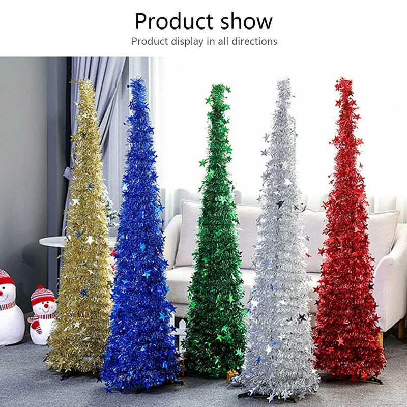 GOLDCISTERN Store Artificial Tinsel Pop Up Christmas Tree With Stand Gorgeous Collapsible Artificial Christmas Tree For Christmas Decorations 8 GOLDCISTERN Store Artificial Tinsel Pop Up Christmas Tree With Stand Gorgeous Collapsible Artificial Christmas Tree For Christmas Decorations
