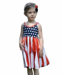 Onlineamericanstore Kids Clothing Baby Clothing Set Girls Infant Kids 4th Of July Star DressClothes Sundress Casual Dresses Vetement Enfant FilleRoupas De Menina