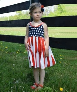 Onlineamericanstore Kids Clothing Baby Clothing Set Girls Infant Kids 4th Of July Star DressClothes Sundress Casual Dresses Vetement Enfant FilleRoupas De Menina