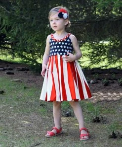 Onlineamericanstore Kids Clothing Baby Clothing Set Girls Infant Kids 4th Of July Star DressClothes Sundress Casual Dresses Vetement Enfant FilleRoupas De Menina