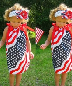 Onlineamericanstore Kids Clothing Baby Girls Dresses Fashion Infant Kids 4th Of July Star Strap Dress Clothes Sundress Casual Dresses Summer Baby Girls Clothing
