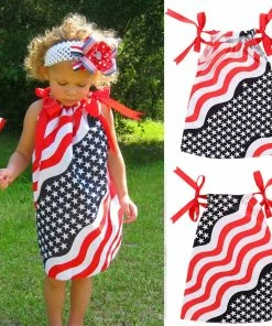 Onlineamericanstore Kids Clothing Baby Girls Dresses Fashion Infant Kids 4th Of July Star Strap Dress Clothes Sundress Casual Dresses Summer Baby Girls Clothing