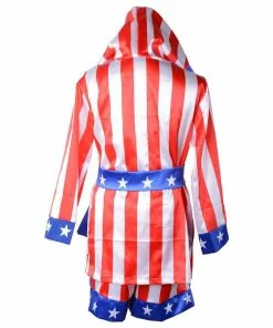 Moviecostume Store Sports Accessories Boy Boxing Costume Kids Rocky Balboa Robe Movie Apollo Cosplay American Flag Pattern Halloween Carnival Stripe Boxing Robe Kids