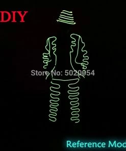 YUCHAO Store Halloween Decorations Carinal Rave Costume Glowing Light Up Suit Halloween Christmas Luminous Led Cloting Fashion EL Wire Flashing Costumes