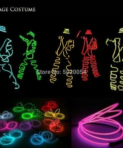 YUCHAO Store Halloween Decorations Carinal Rave Costume Glowing Light Up Suit Halloween Christmas Luminous Led Cloting Fashion EL Wire Flashing Costumes
