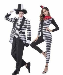 Amine Store Couple Halloween Costume Carnival Party Halloween Magician Costumes Men Mad Hatter Costume Women Circus Clown Cosplay Fancy Dress Jumpsuit Couple