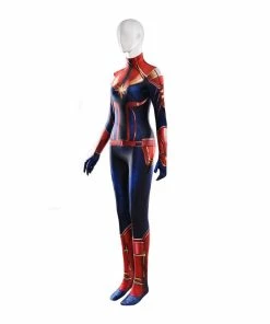 TCOS Store Halloween Women Costumes Carol Danvers Captain Marvel Cosplay Costume Women Halloween Party Bodysuit Spandex Lycra Nylon Zentai Drop Shipping
