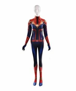 TCOS Store Halloween Women Costumes Carol Danvers Captain Marvel Cosplay Costume Women Halloween Party Bodysuit Spandex Lycra Nylon Zentai Drop Shipping