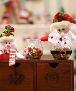 The American Store Christmas Decorations Cute Santa Claus Snowman Candy Jars Container Christmas Ornaments Kids Gifts Holiday Party Table Decor Christmas Gift Bag Collection
