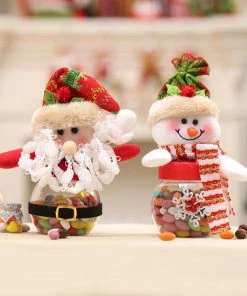 The American Store Christmas Decorations Cute Santa Claus Snowman Candy Jars Container Christmas Ornaments Kids Gifts Holiday Party Table Decor Christmas Gift Bag Collection