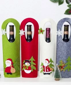 The American Store Christmas Gift Bags And Boxes Christmas Red Wine Bottle Bag Cartoon Xmas Decoration Wine Gift Felt Bag Kerst Decoratie Kerst