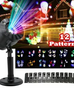 Shop4496020 Store Laser Christmas Lights Christmas Lights Outdoor Waterproof LED Laser Snowflake Projector 12 Film Cards Dj Disco Light New Year's Decor For Home Garden