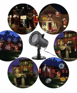 Shop4496020 Store Christmas Lights Outdoor Waterproof LED Laser Snowflake Projector 12 Film Cards Dj Disco Light New Year's Decor For Home Garden Laser Christmas Lights