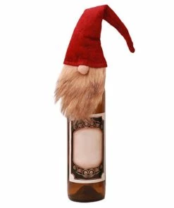 The American Store Christmas Red Wine Decoration Old Man Faceless Doll Wine Bottle Cover Home Dinner Party Or Gift Christmas Bottle Wrap Ornament Christmas Gift Bag Collection