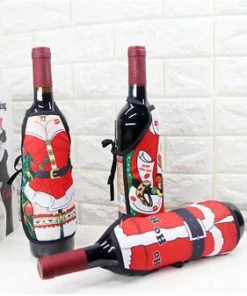 The American Store Christmas Santa Wine Bottle Apron Cover Wrap Xmas Dinner Party Table Decoration Gift Holders
