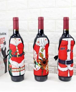 The American Store Christmas Santa Wine Bottle Apron Cover Wrap Xmas Dinner Party Table Decoration Gift Holders