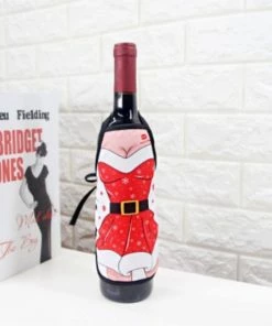 The American Store Christmas Santa Wine Bottle Apron Cover Wrap Xmas Dinner Party Table Decoration Gift Holders