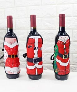 The American Store Christmas Santa Wine Bottle Apron Cover Wrap Xmas Dinner Party Table Decoration Gift Holders
