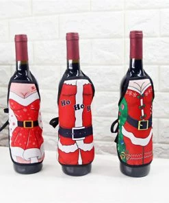 The American Store Christmas Santa Wine Bottle Apron Cover Wrap Xmas Dinner Party Table Decoration Gift Holders