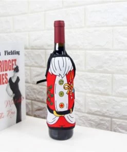 The American Store Christmas Santa Wine Bottle Apron Cover Wrap Xmas Dinner Party Table Decoration Gift Holders