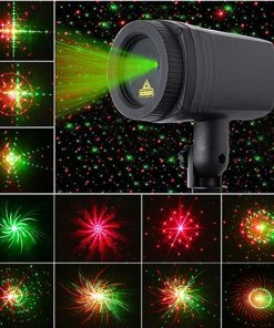 The American Store Laser Christmas Lights Christmas Stars Laser Light Shower 24 Patterns Projector Effect Remote Moving Waterproof Outdoor Garden Xmas Decorative Lawn