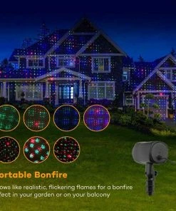 The American Store Laser Christmas Lights Christmas Stars Laser Light Shower 24 Patterns Projector Effect Remote Moving Waterproof Outdoor Garden Xmas Decorative Lawn