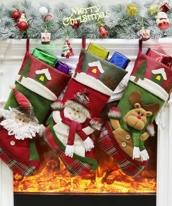HOUSE SHOP Store Christmas Gift Bag Collection Christmas Stocking Gift Bag Noel Reindeer Santa Claus Snowman Socks Natal Xmas Tree Candy Ornament Gifts Decorations New Year