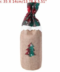 The American Store Christmas Xmas Wine Bottle Covers Bag Santa Claus Snowman Bottle Cover Dinner Table Decoration For Home New Year Products