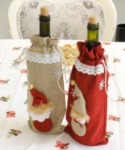 The American Store Christmas Xmas Wine Bottle Covers Bag Santa Claus Snowman Bottle Cover Dinner Table Decoration For Home New Year Products