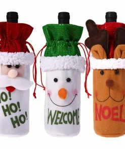 The American Store Christmas Xmas Wine Bottle Covers Bag Santa Claus Snowman Bottle Cover Dinner Table Decoration For Home New Year Products