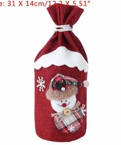 The American Store Christmas Xmas Wine Bottle Covers Bag Santa Claus Snowman Bottle Cover Dinner Table Decoration For Home New Year Products