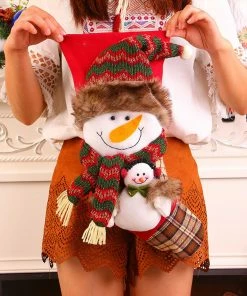 The American Store Cloth Christmas Snowman Gift Bag Plush Christmas Tree Hanging Gift Candy Socks Bag Santa Claus Decoration Enfeites De Natal@GH