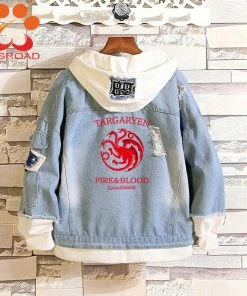Cosroad Store Halloween Women Costumes Cosroad Game Of Thrones Cosplay Denim Jacket Stark Spring Autumn Jeans Hooded Sweatshirt Men Women Outwear Coats