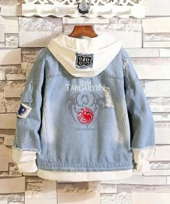 Cosroad Store Halloween Women Costumes Cosroad Game Of Thrones Cosplay Denim Jacket Stark Spring Autumn Jeans Hooded Sweatshirt Men Women Outwear Coats