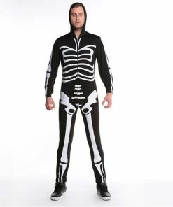 M&J Holiday Decorations Co.,Ltd Couples Halloween Cosplay Costumes Black Terrible Skeleton Skull Printed Jumpsuit Ghosts Vampire Demon Devil Cosplay Lover's Set