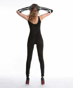 M&J Holiday Decorations Co.,Ltd Couples Halloween Cosplay Costumes Black Terrible Skeleton Skull Printed Jumpsuit Ghosts Vampire Demon Devil Cosplay Lover's Set