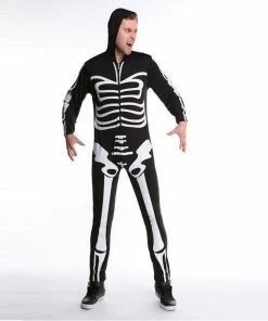 M&J Holiday Decorations Co.,Ltd Couples Halloween Cosplay Costumes Black Terrible Skeleton Skull Printed Jumpsuit Ghosts Vampire Demon Devil Cosplay Lover's Set